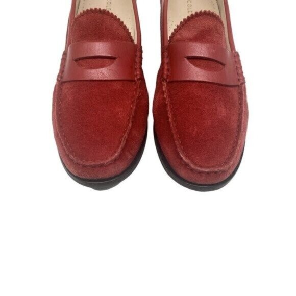 Cole Haan Classic Deep Red Suede/Leather Penny Loafer Size 7.5 - Picture 3 of 8